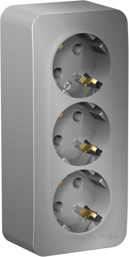 Розетка с заземлением накладная Systeme Electric Blanca 3-м. алюминий фото Розетка с заземлением накладная Systeme Electric Blanca 3-м. алюминий картинка